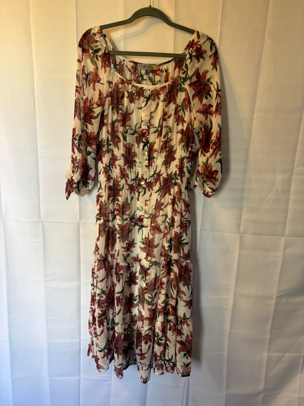 NWOT Figueroa & Flower 3/4 Sleeve Maxi Dress with Slip and Tie Sleeves - Size XL